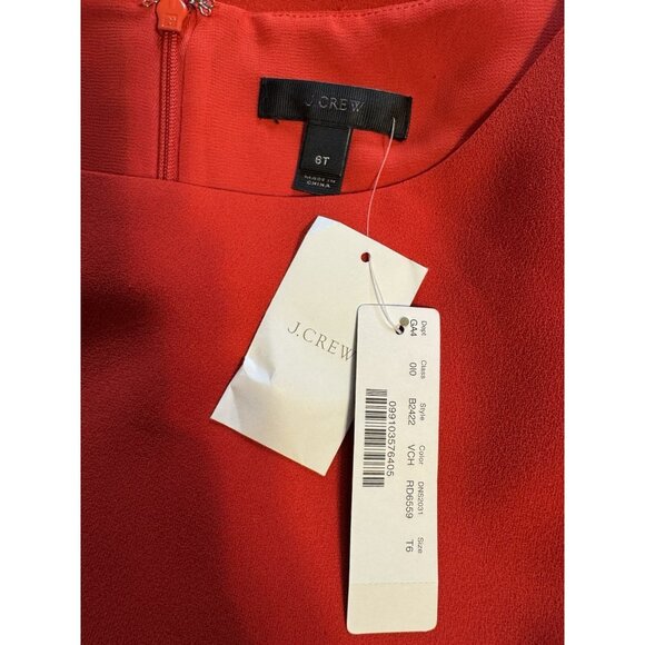 J Crew Shift Dress 6 T Tall 3/4 Red Long Sleeve Washable NEW NWT - Picture 12 of 14